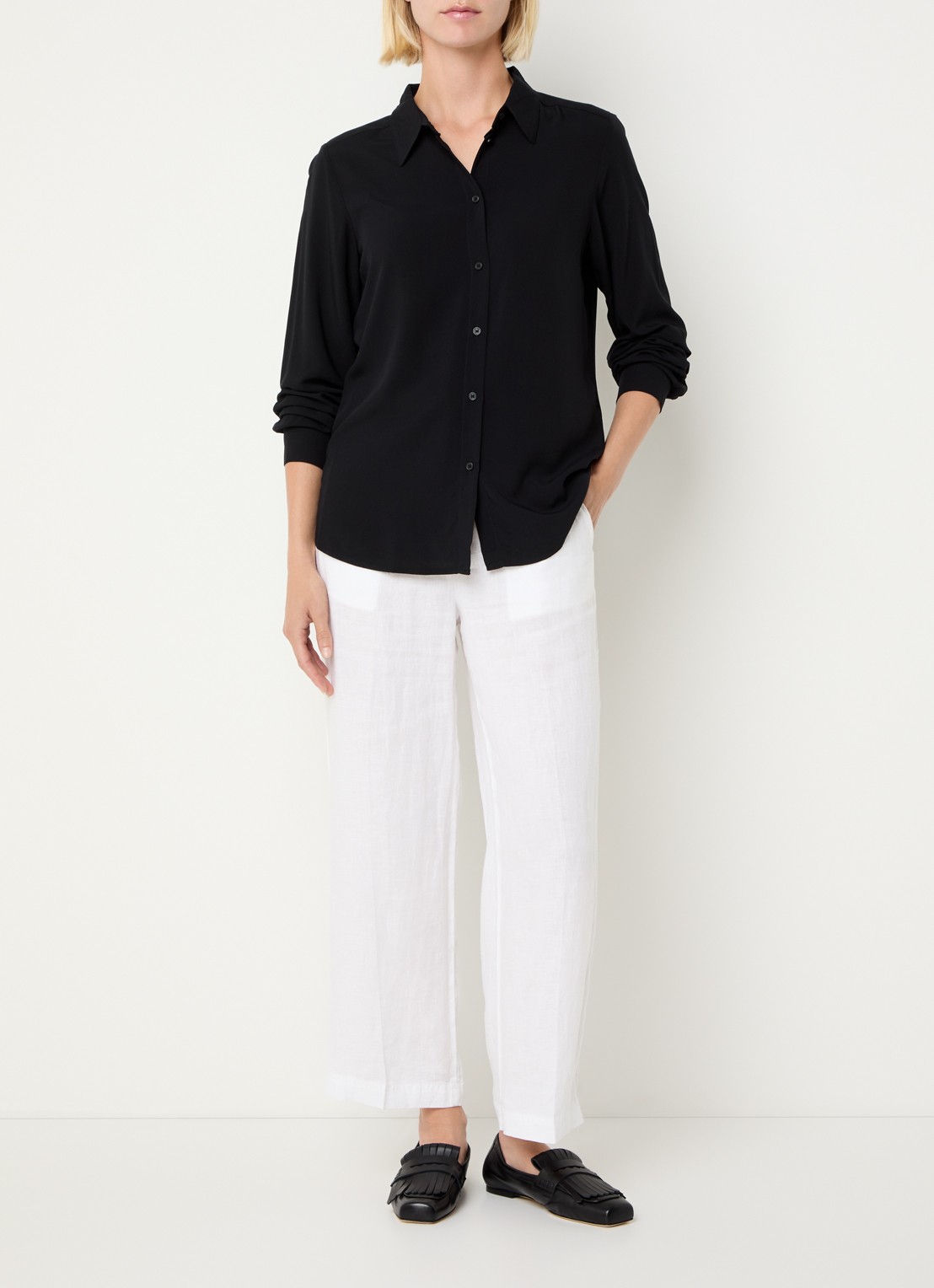 Benetton Blouse met kraag  - voorkant 3 zwart