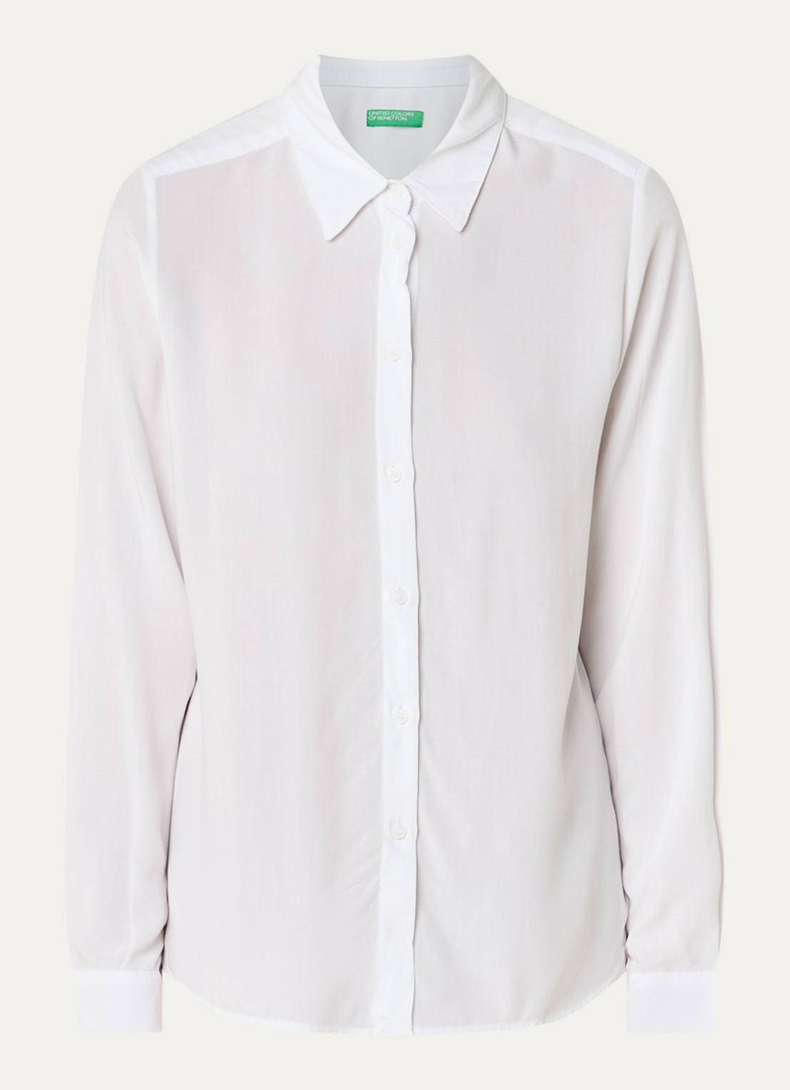 Benetton Blouse met kraag  - voorkant gebroken wit