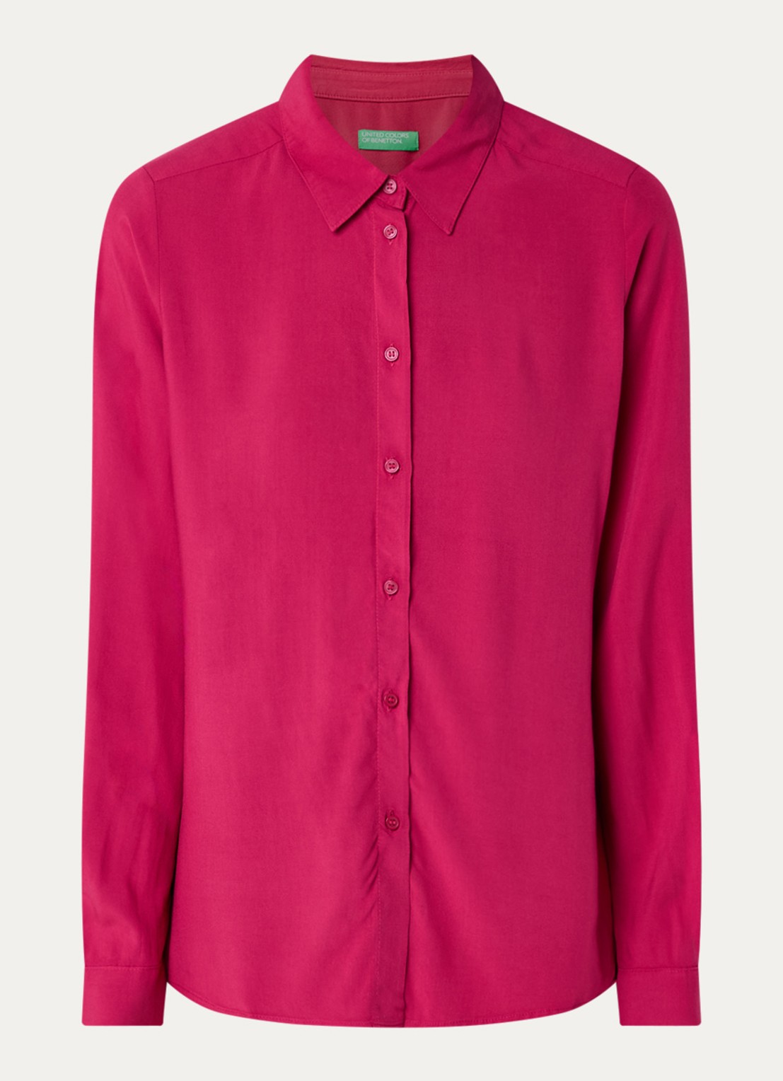 Benetton Blouse met kraag  - voorkant 3 donkerroze