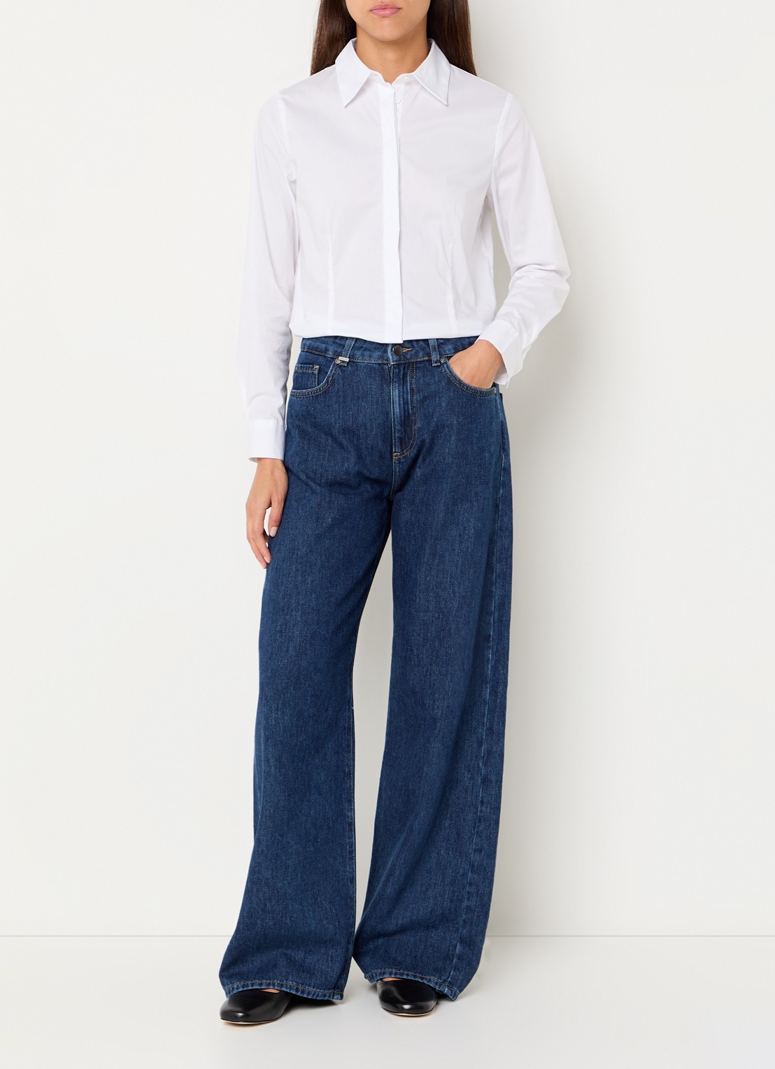 Benetton Blouse met kraag - voorkant 3 wit