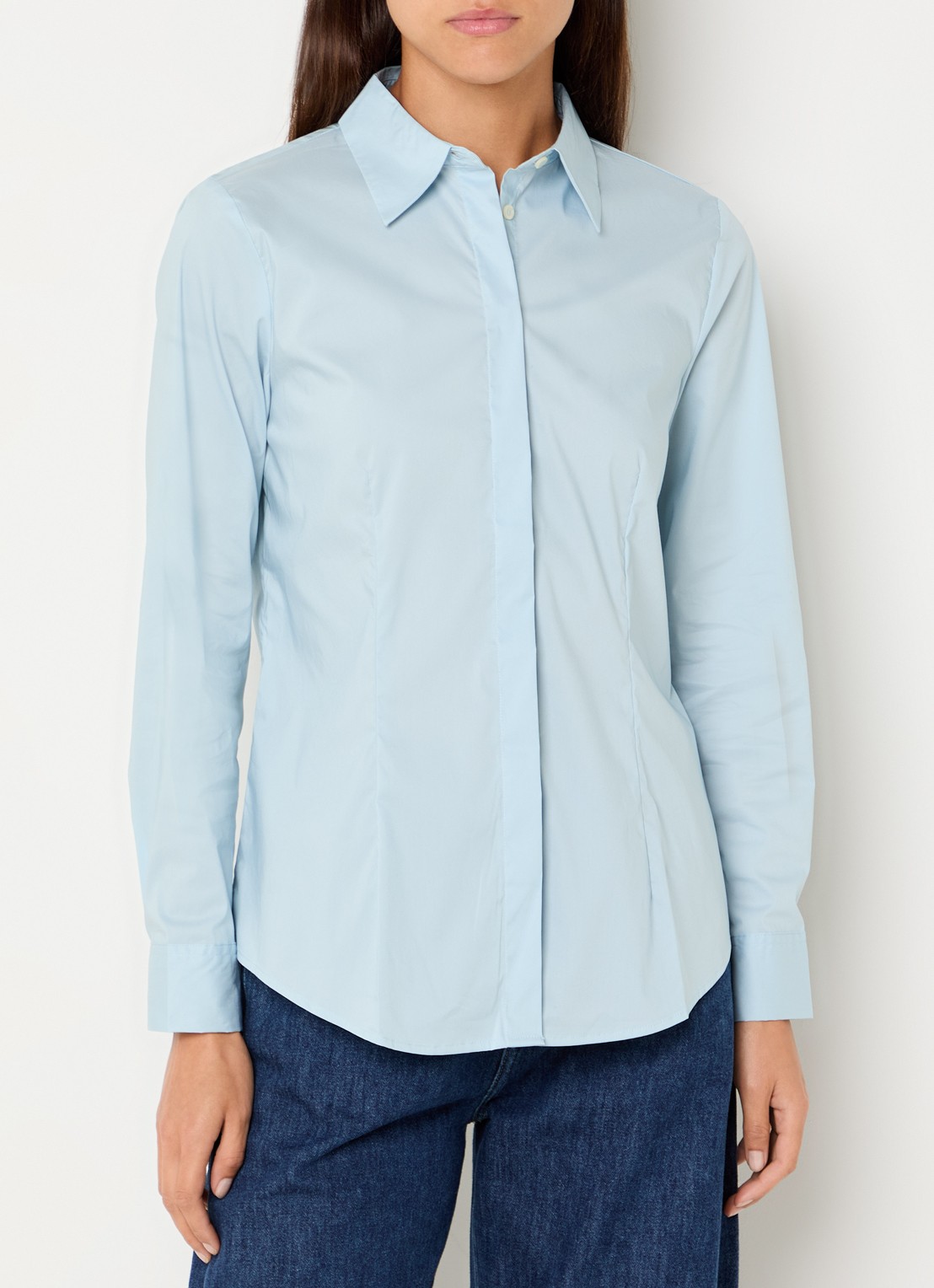 Benetton Blouse met kraag - detail lichtblauw