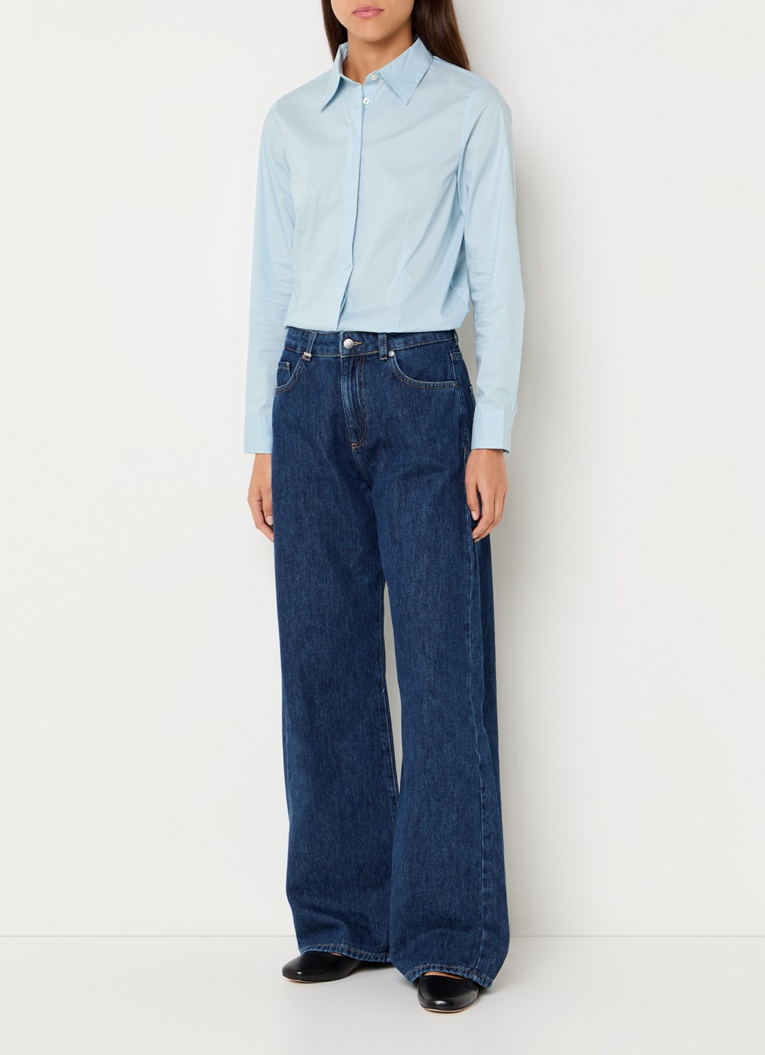 Benetton Blouse met kraag - voorkant 3 lichtblauw