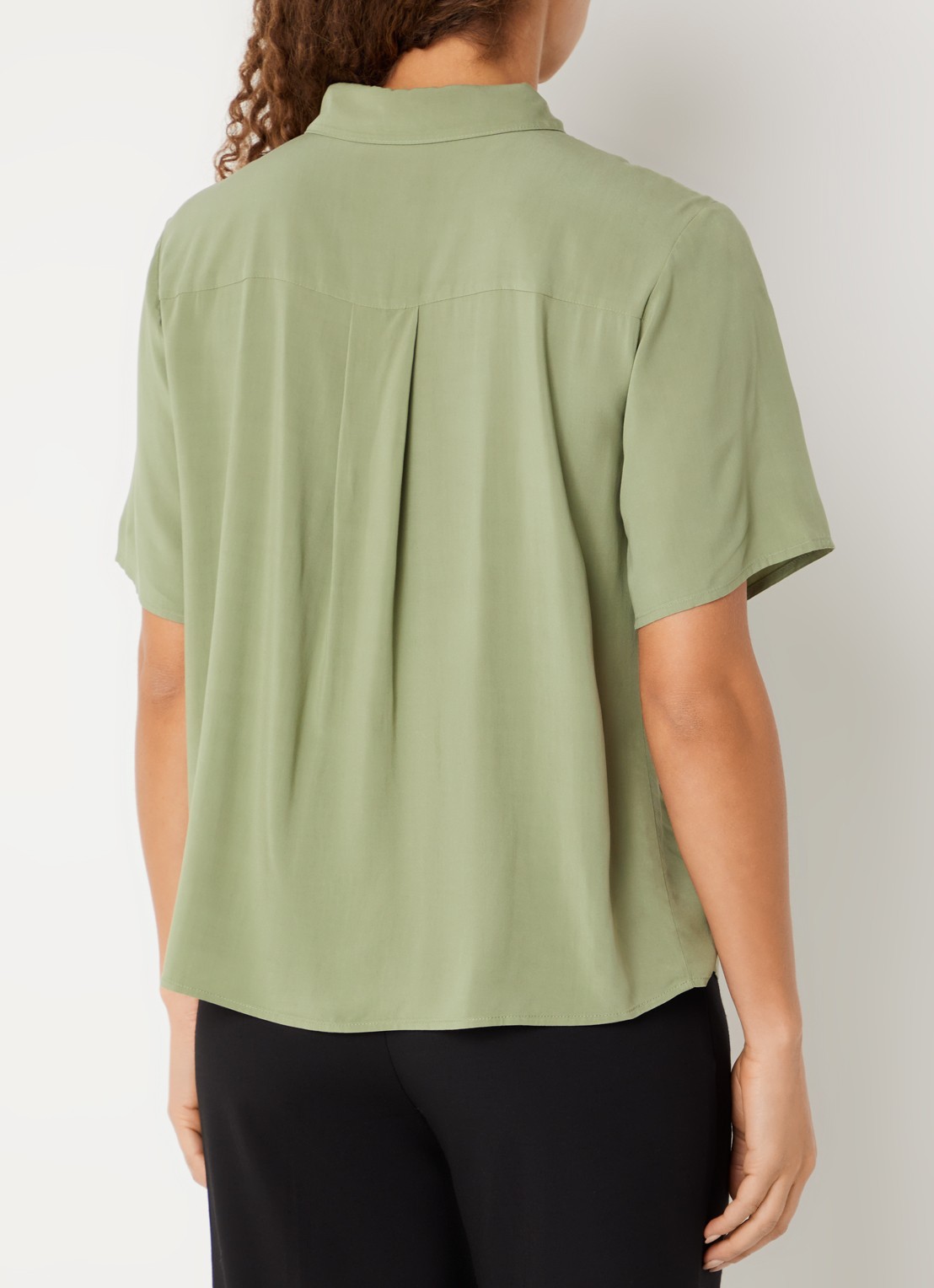Benetton Blouse met kraag - achterkant 4 olijfgroen