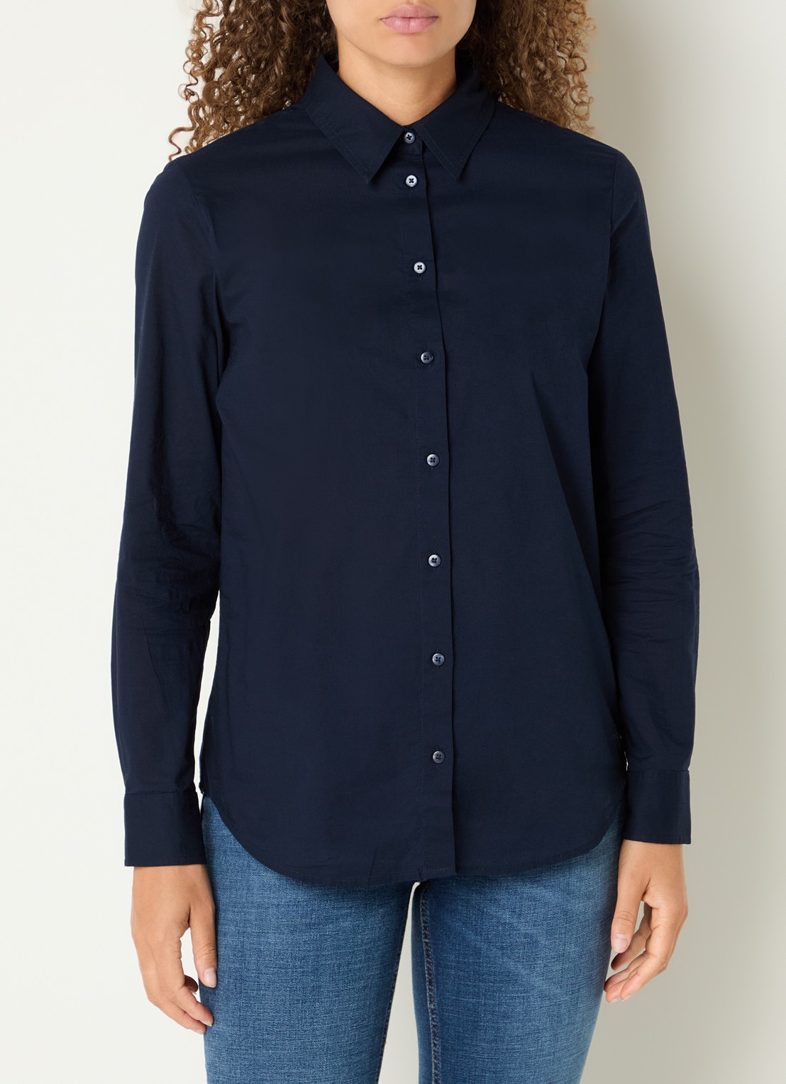 Benetton Blouse met kraag - detail 4 donkerblauw