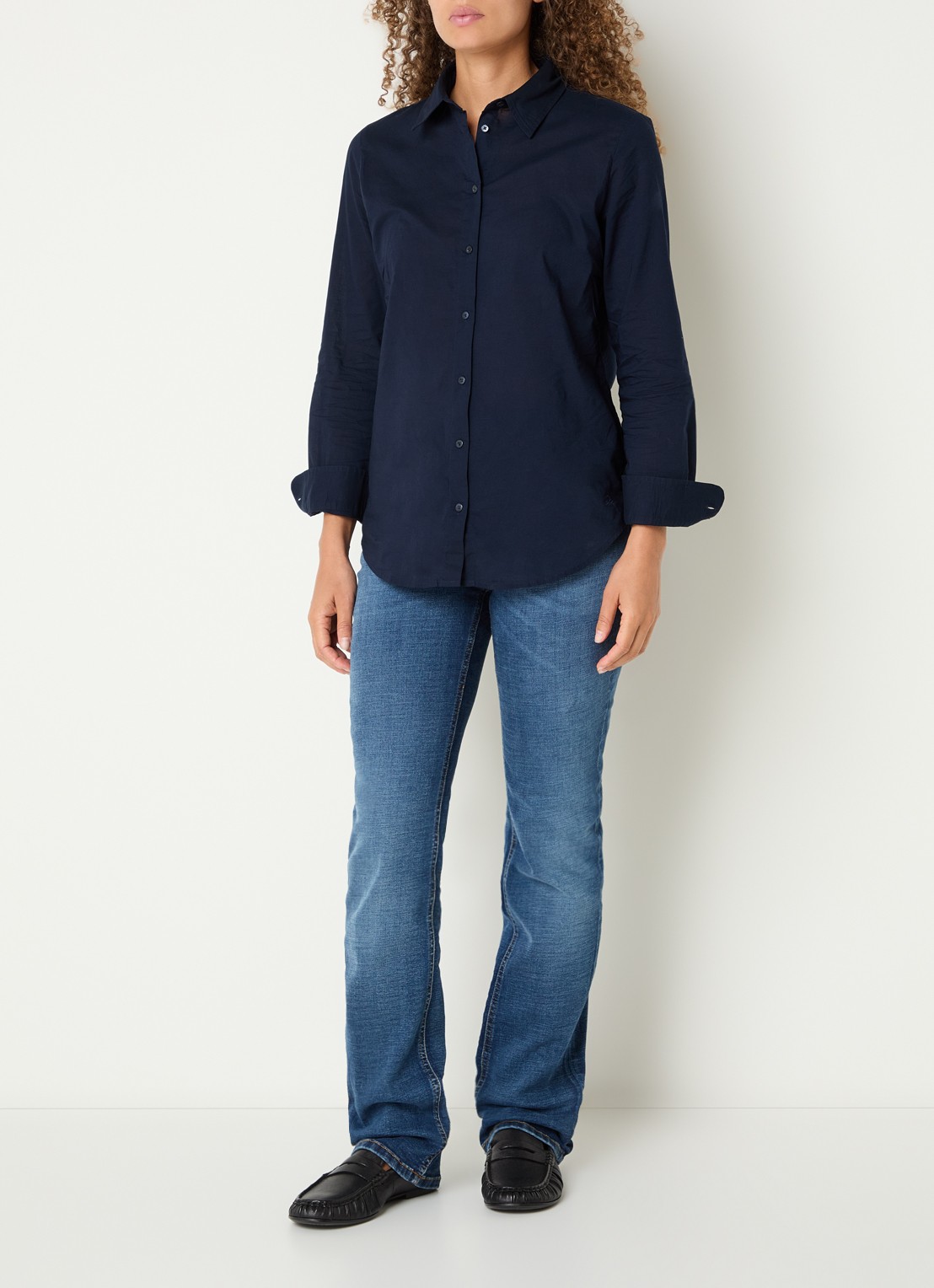 Benetton Blouse met kraag - voorkant 3 donkerblauw