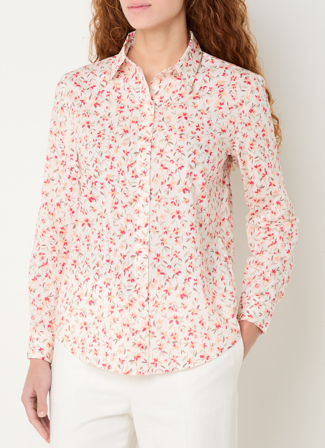Benetton Blouse met print - detail 3 koraalrood
