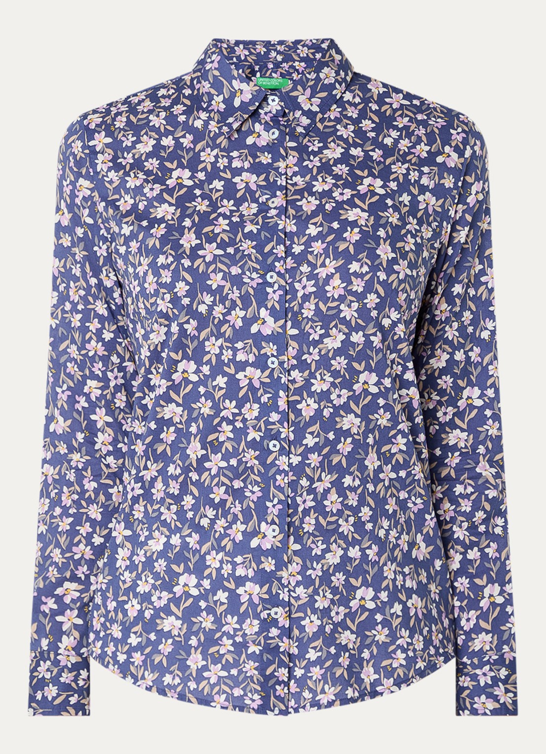 Benetton Blouse met print - voorkant 3 kobaltblauw
