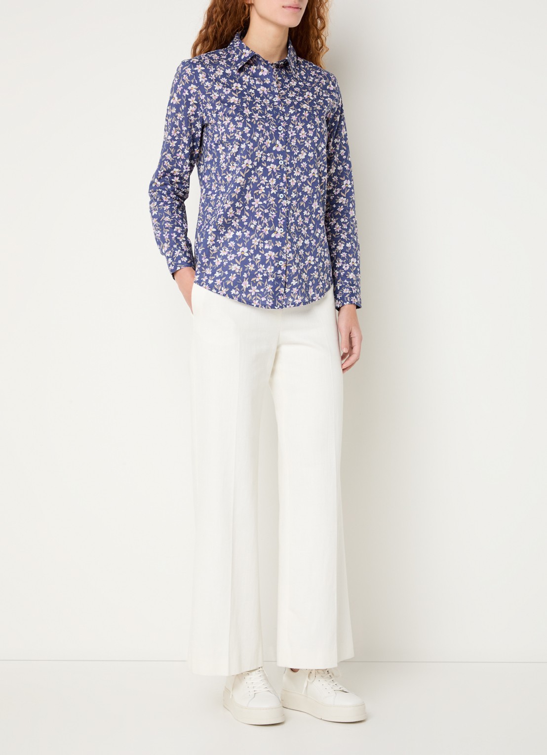 Benetton Blouse met print - voorkant 4 kobaltblauw