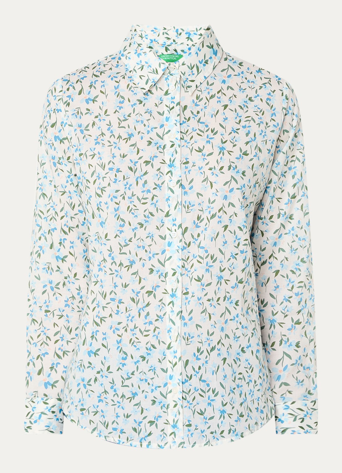 Benetton Blouse met print - voorkant beige