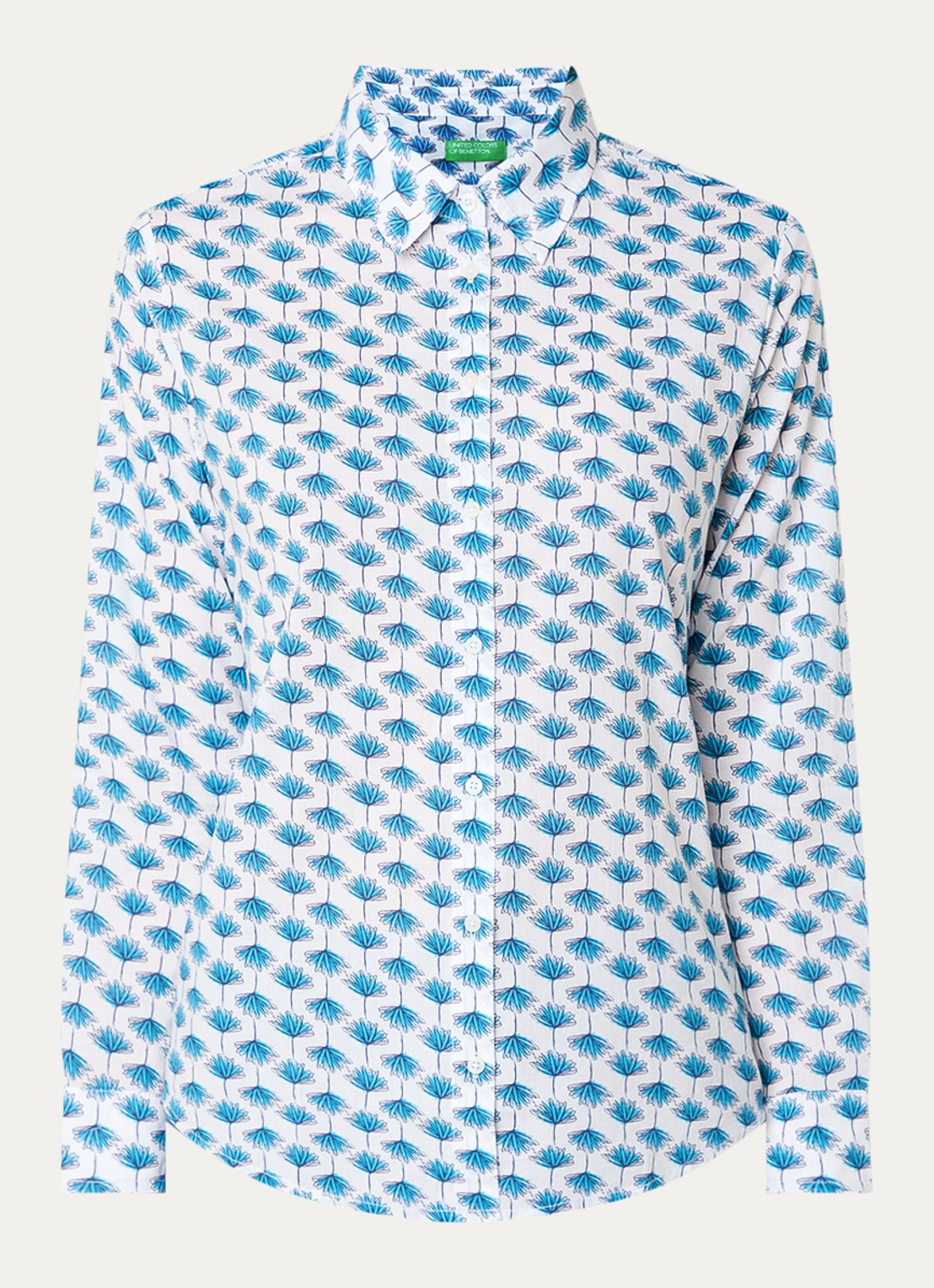 Benetton Blouse met print - voorkant gebroken wit