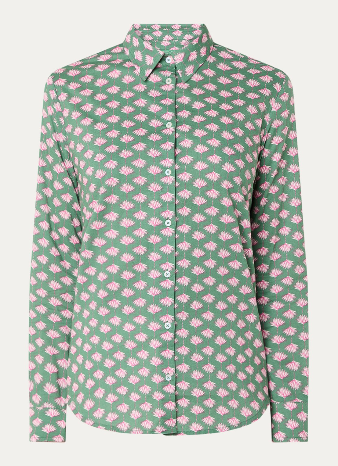 Benetton Blouse met print - voorkant 2 olijfgroen