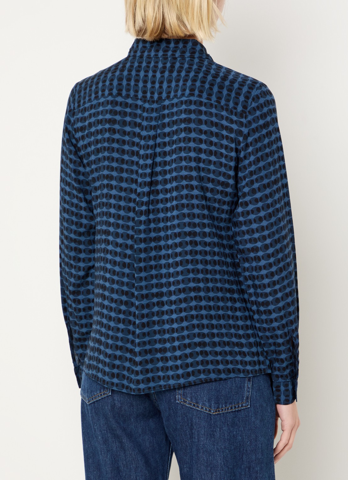 Benetton Blouse met print - achterkant donkerblauw