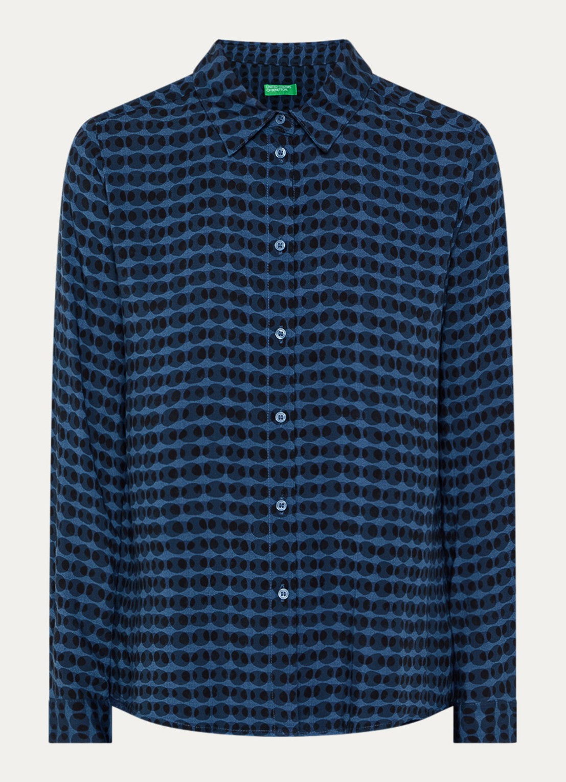 Benetton Blouse met print - voorkant 2 donkerblauw
