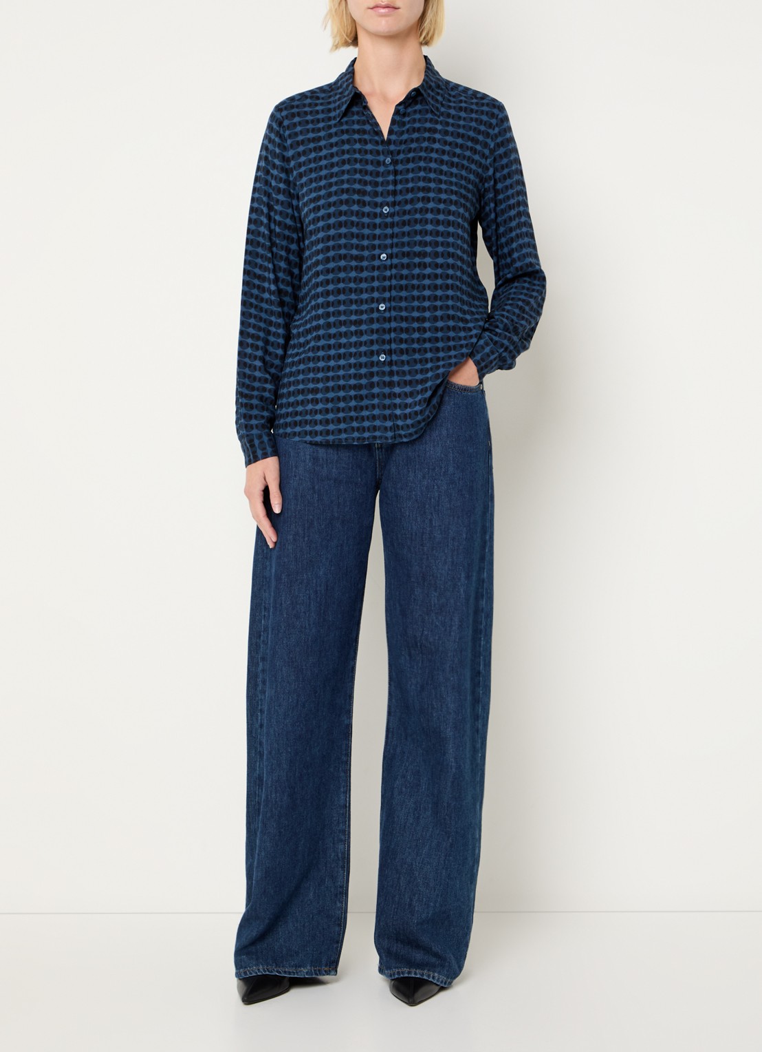 Benetton Blouse met print - voorkant 3 donkerblauw
