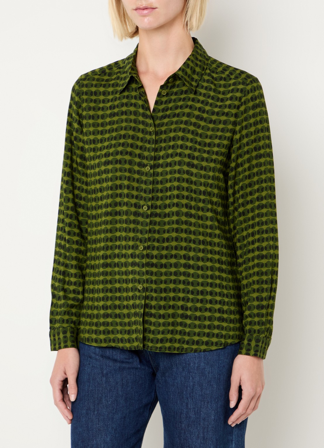 Benetton Blouse met print - detail donkergroen