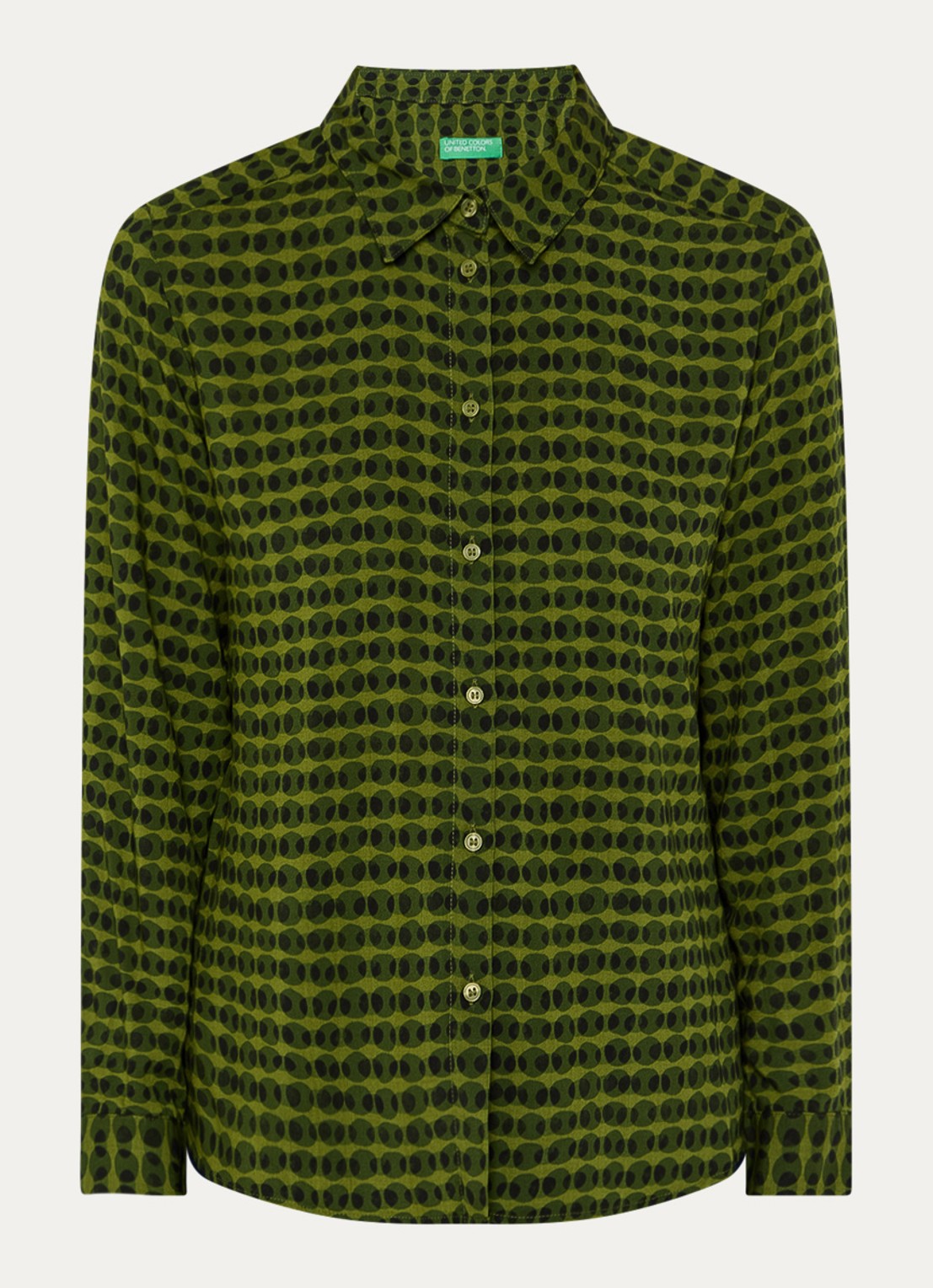 Benetton Blouse met print - voorkant 3 donkergroen
