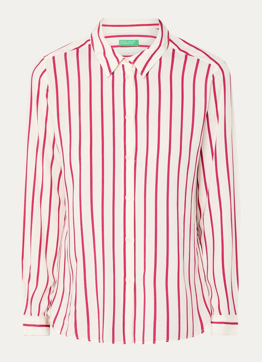 Benetton Blouse met print - voorkant 2 donkerroze