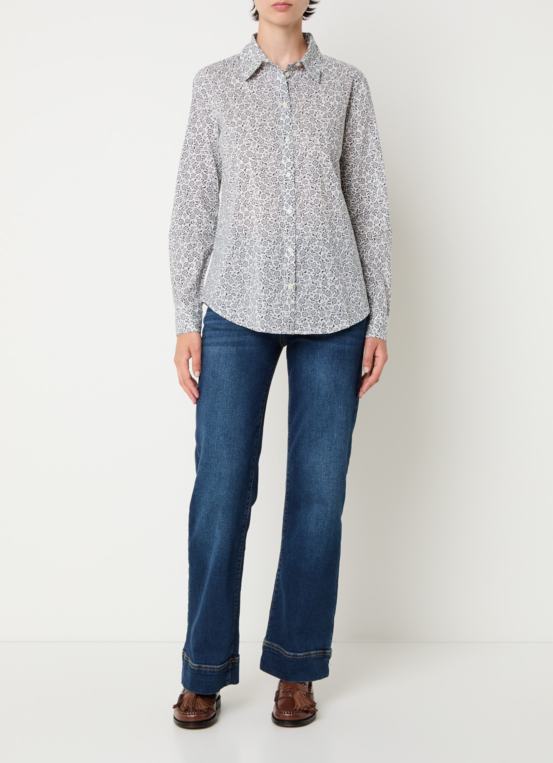 Benetton Blouse met print - voorkant 3 royalblauw