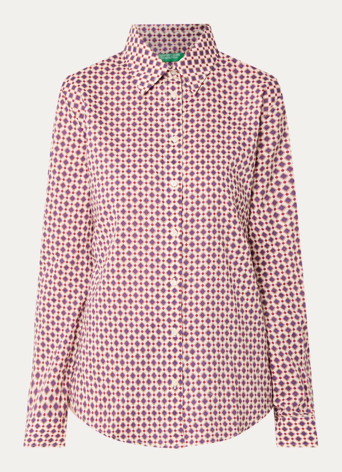 Benetton Blouse met print - voorkant 2 paars