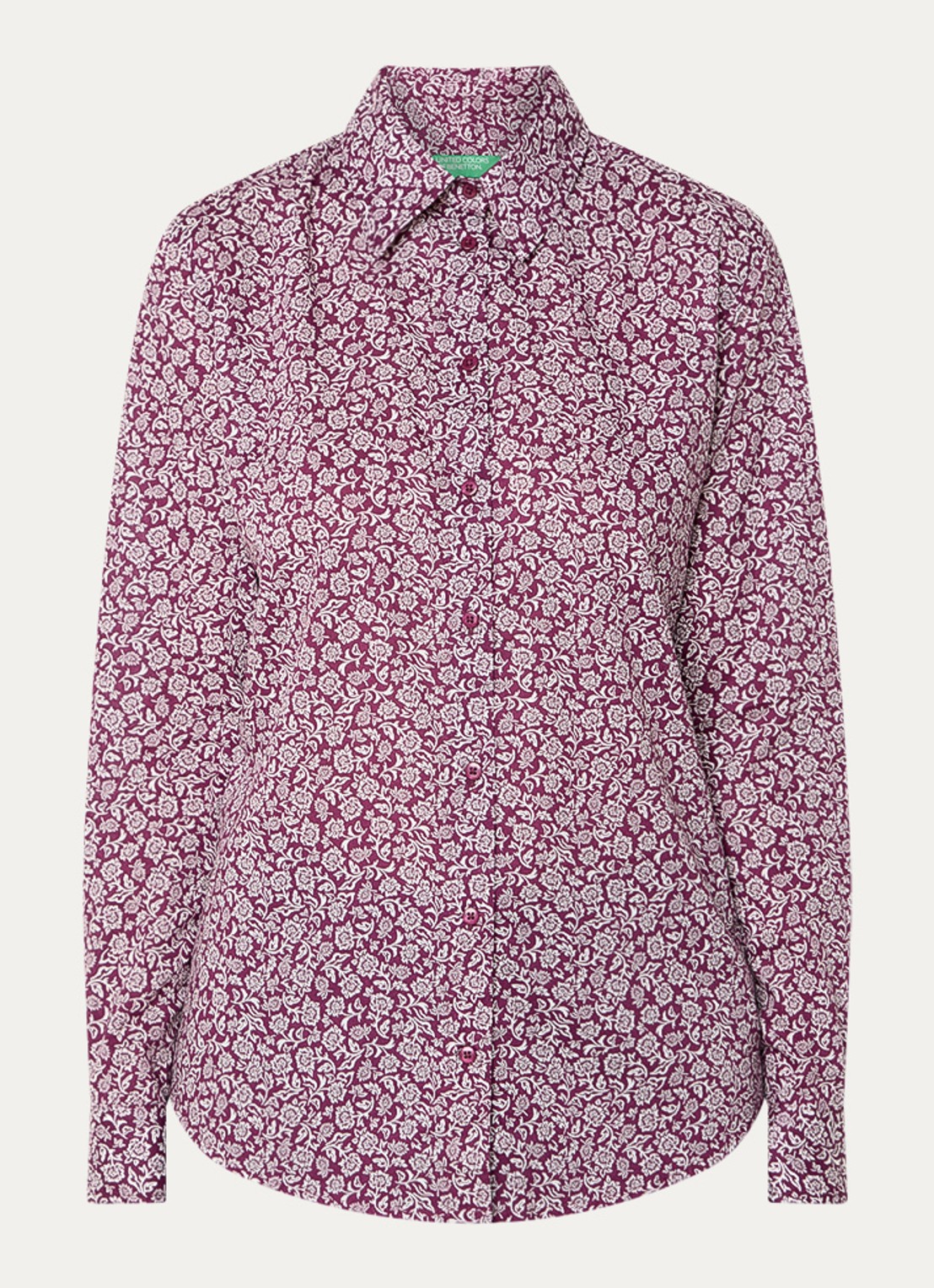 Benetton Blouse met print - voorkant 2 bordeauxrood