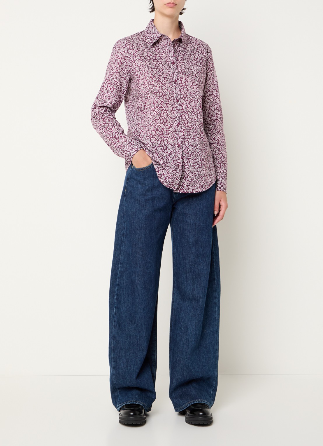 Benetton Blouse met print - voorkant 3 bordeauxrood