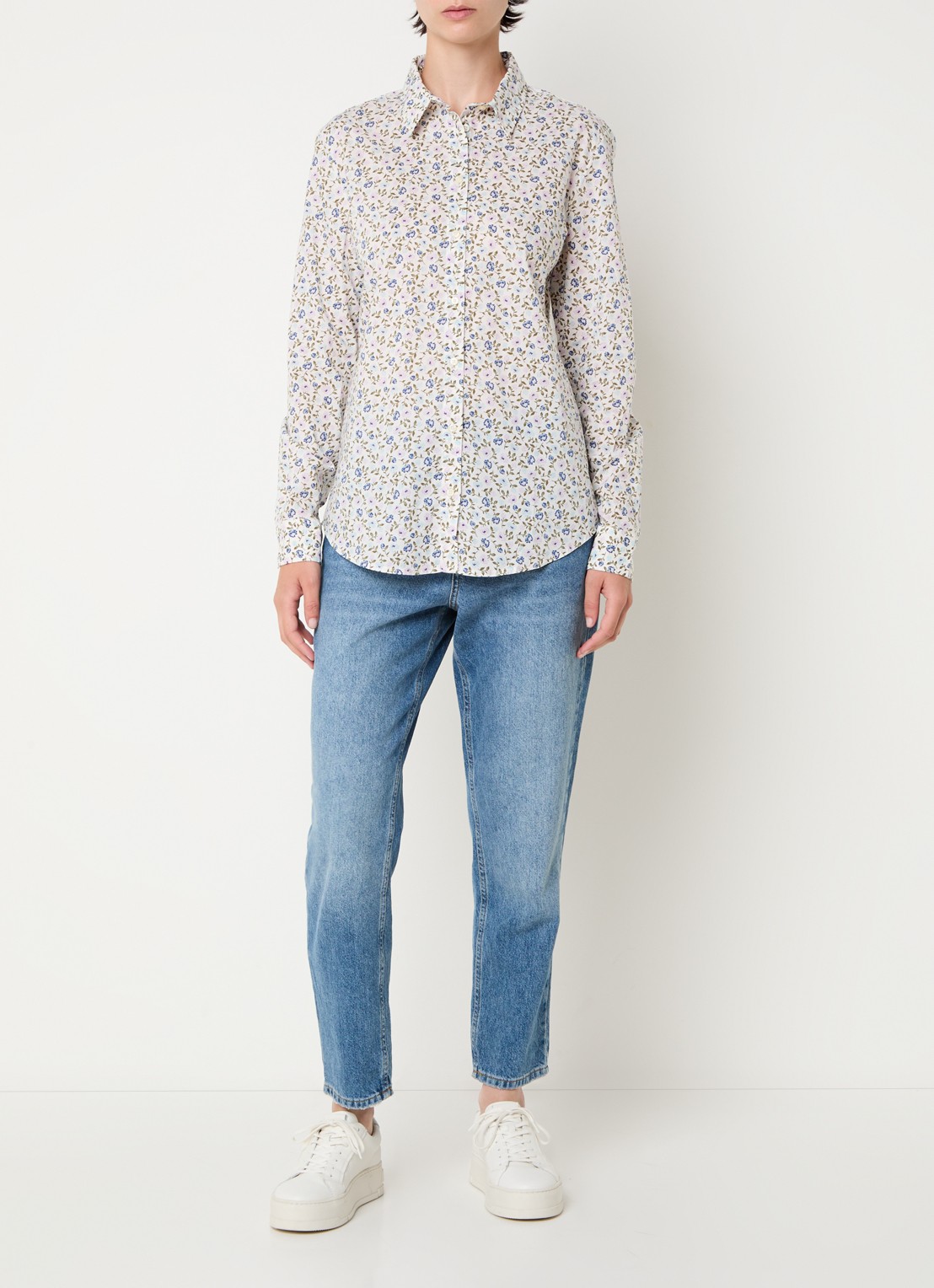 Benetton Blouse met print - voorkant 3 creme