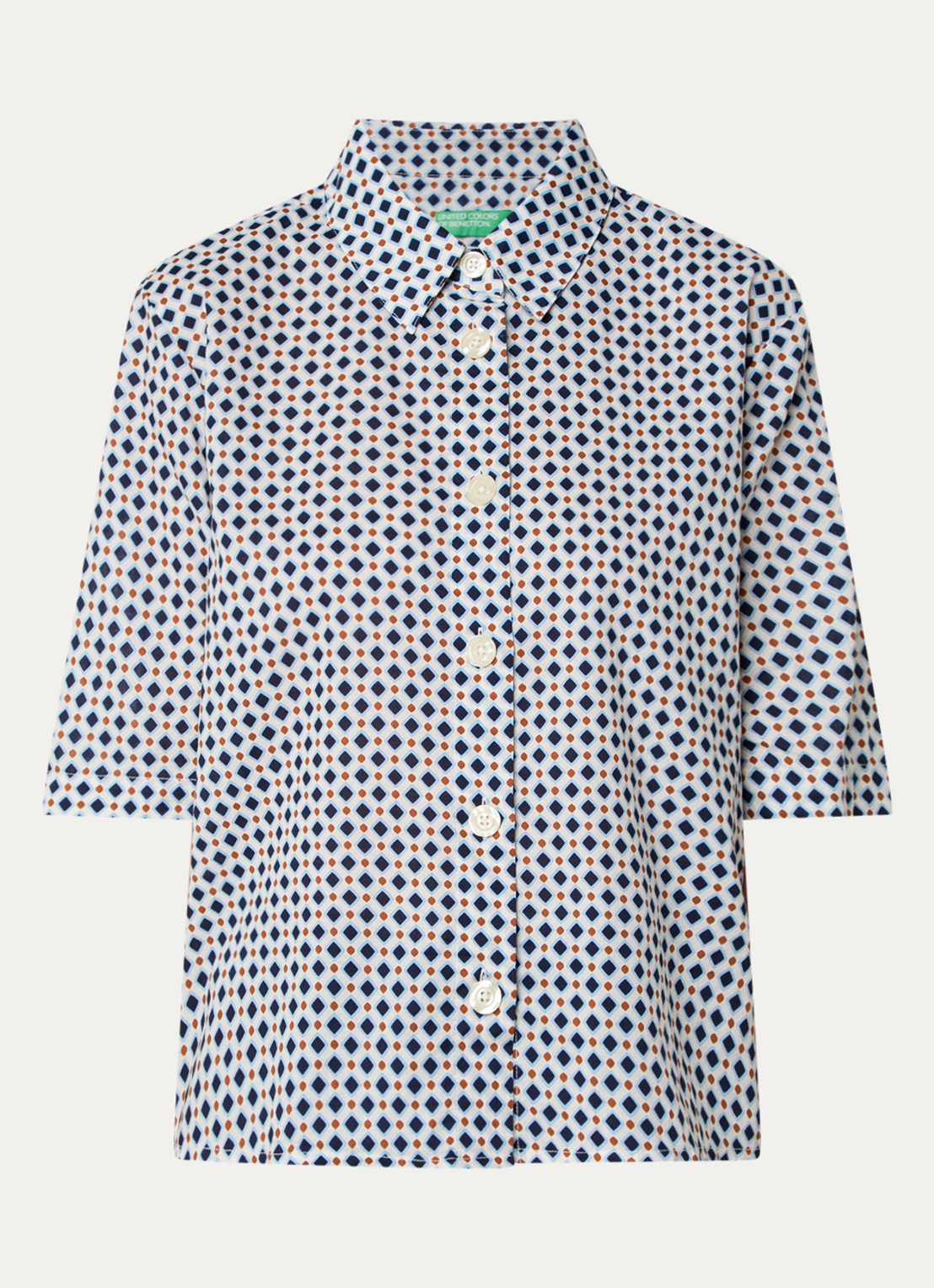 Benetton Blouse met print - voorkant wit