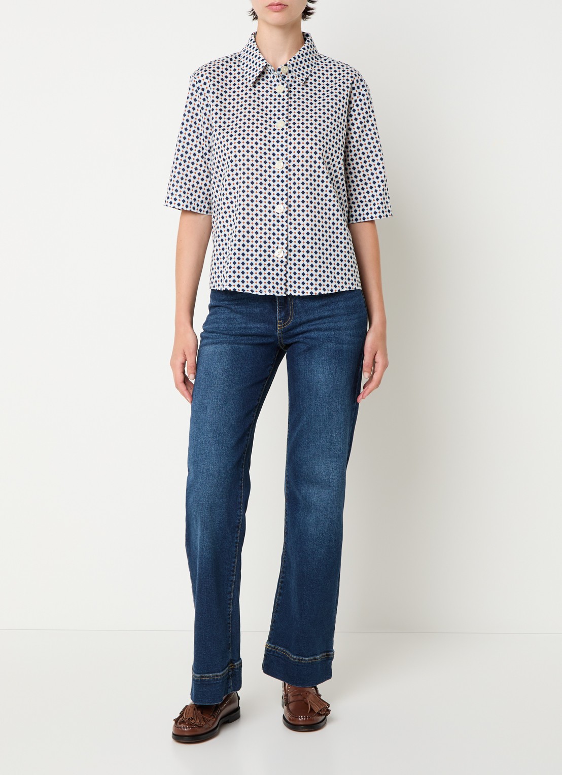 Benetton Blouse met print - voorkant 2 wit