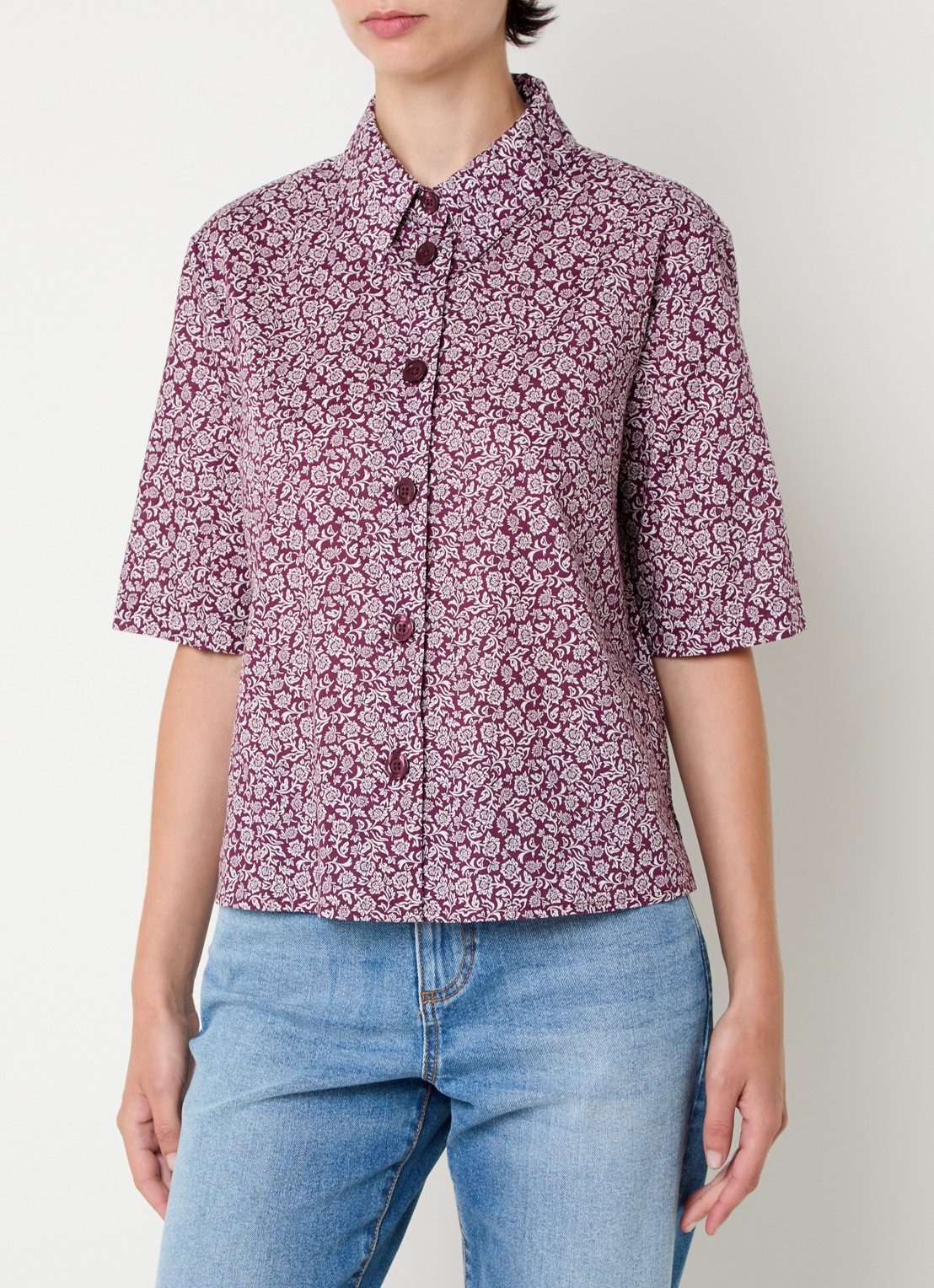 Benetton Blouse met print - detail bordeauxrood