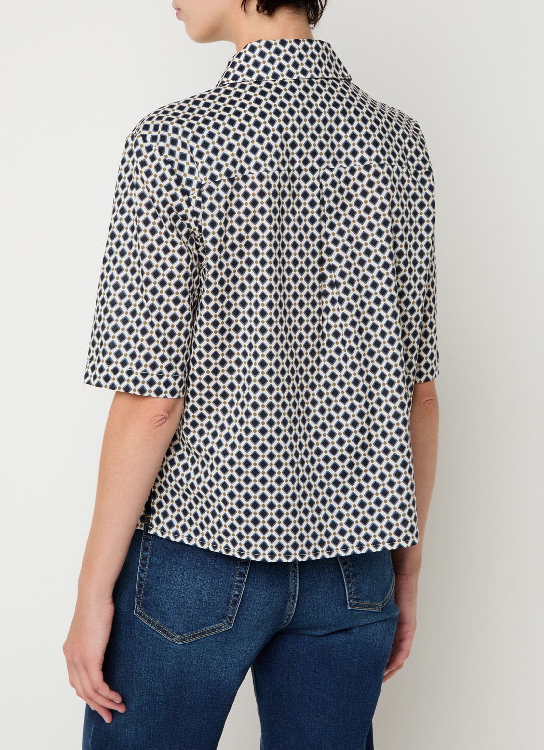 Benetton Blouse met print - achterkant legergroen