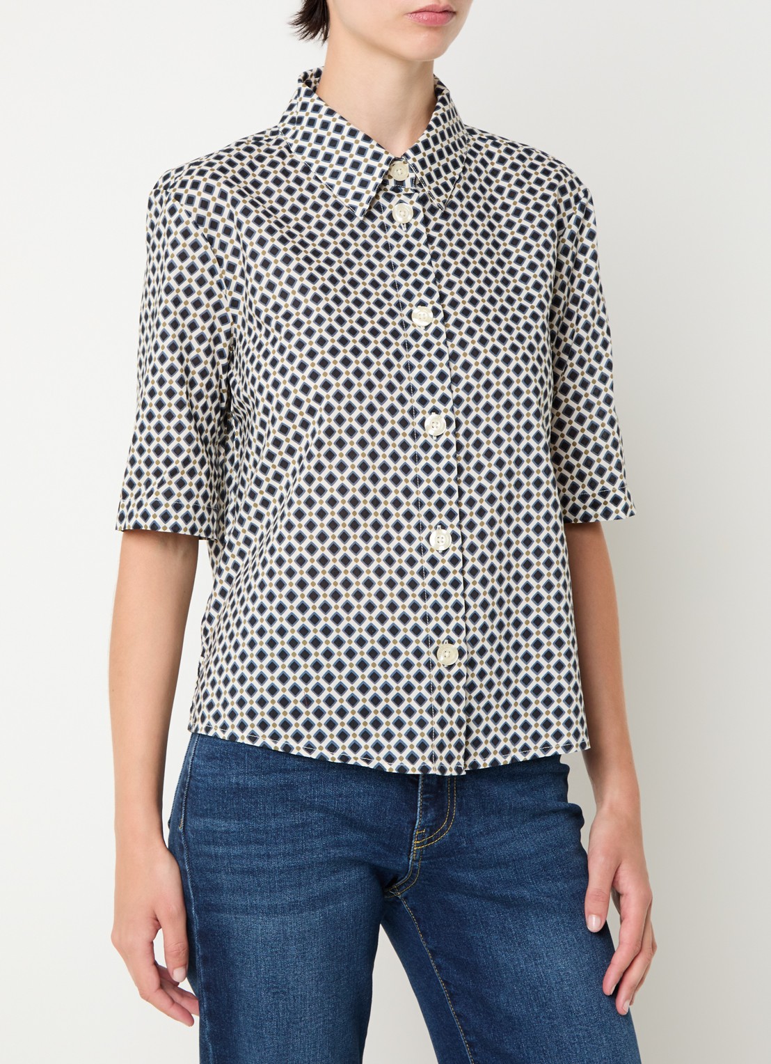 Benetton Blouse met print - detail 4 legergroen