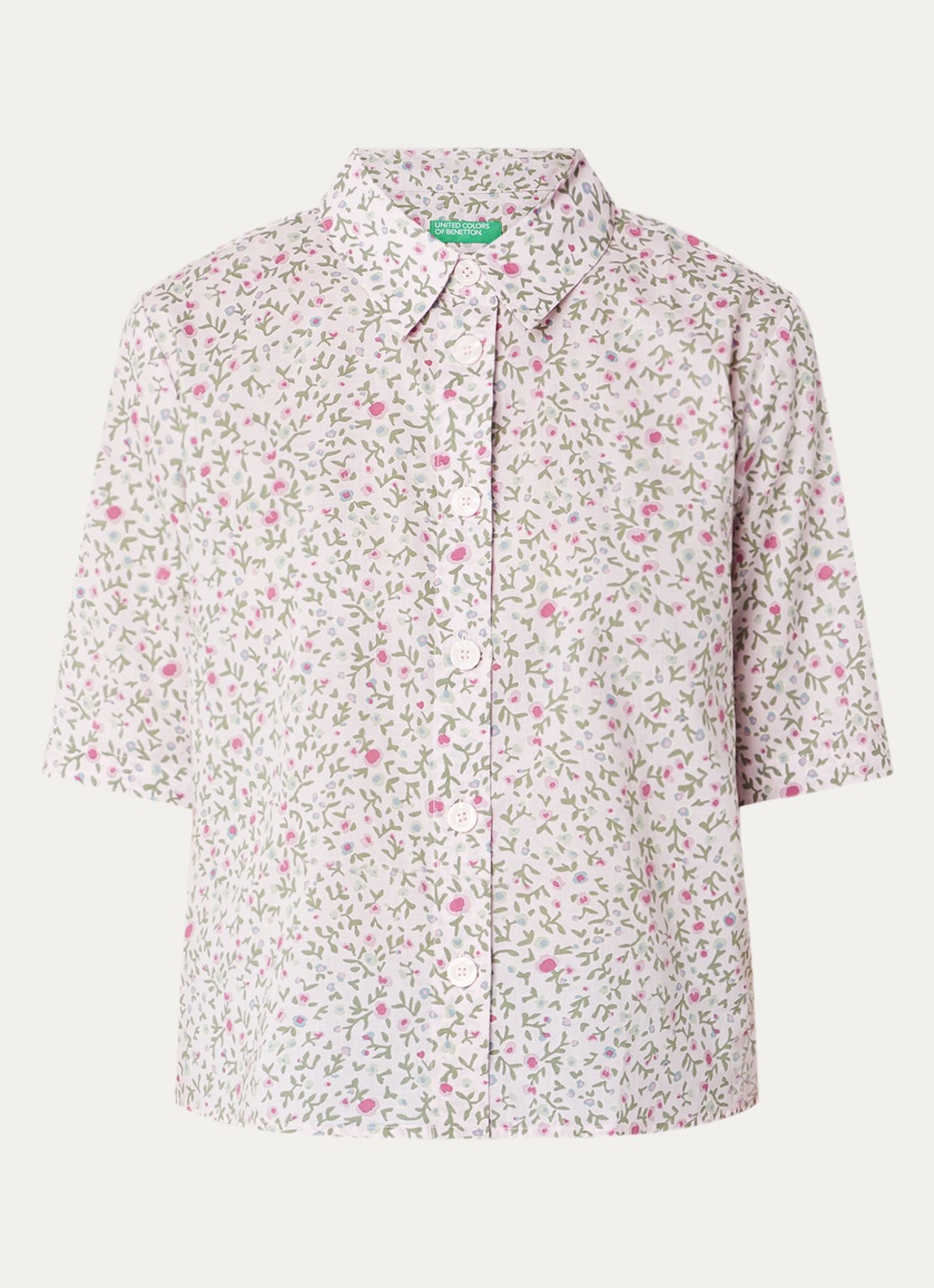 Benetton Blouse met print - voorkant lichtroze