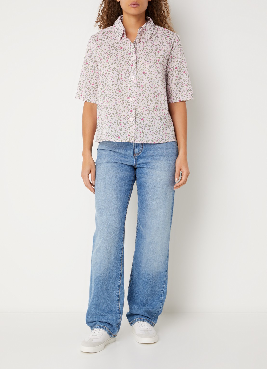 Benetton Blouse met print - voorkant 2 lichtroze