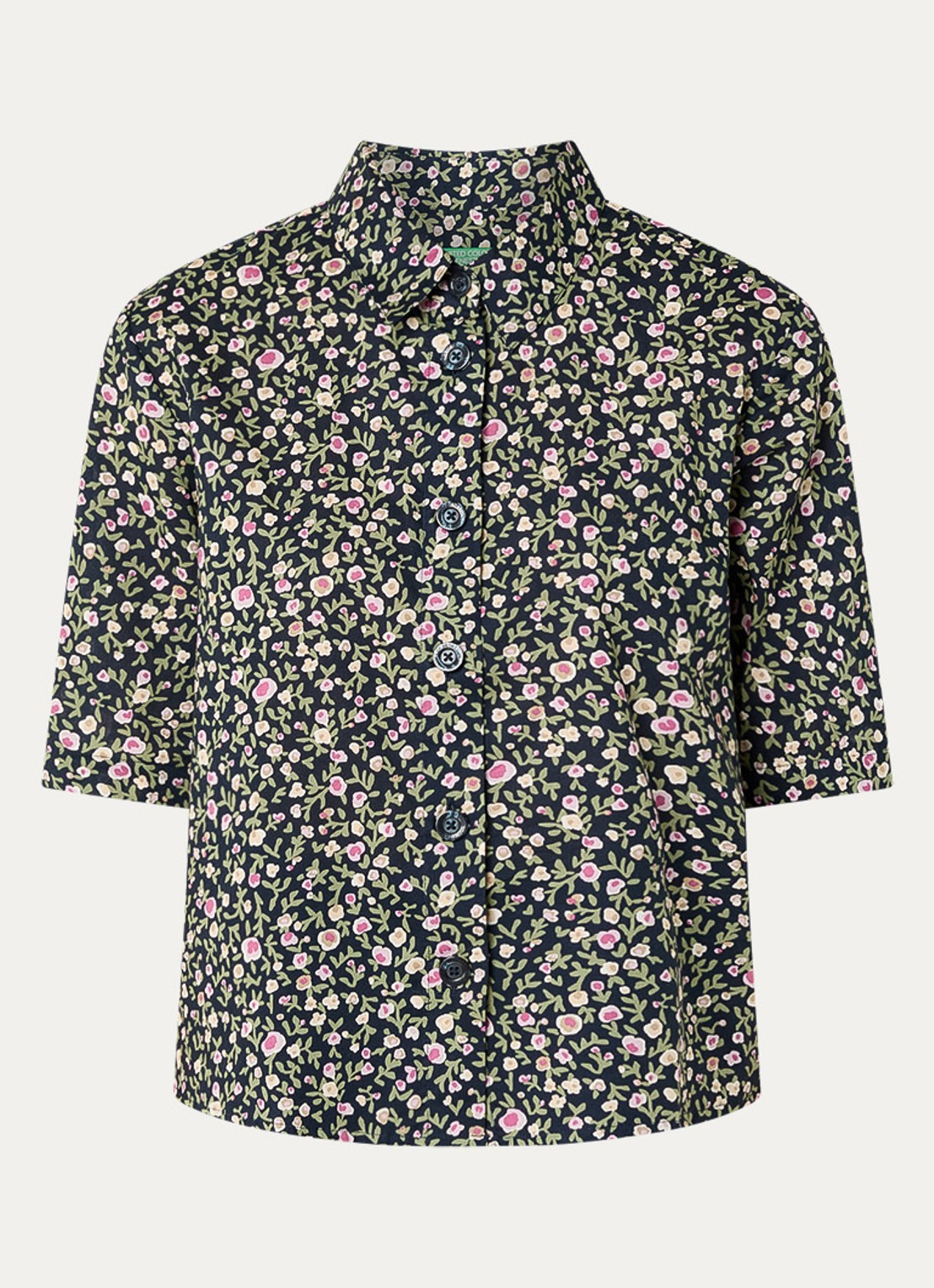 Benetton Blouse met print - voorkant donkerblauw