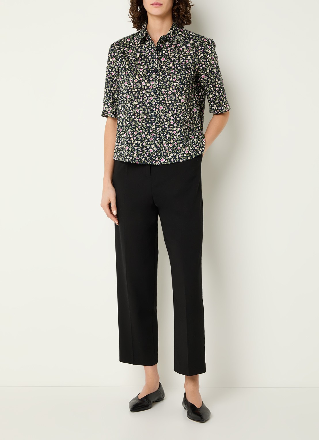 Benetton Blouse met print - voorkant 2 donkerblauw