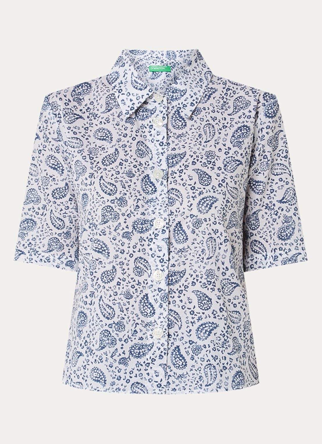 Benetton Blouse met print - voorkant 3 indigo