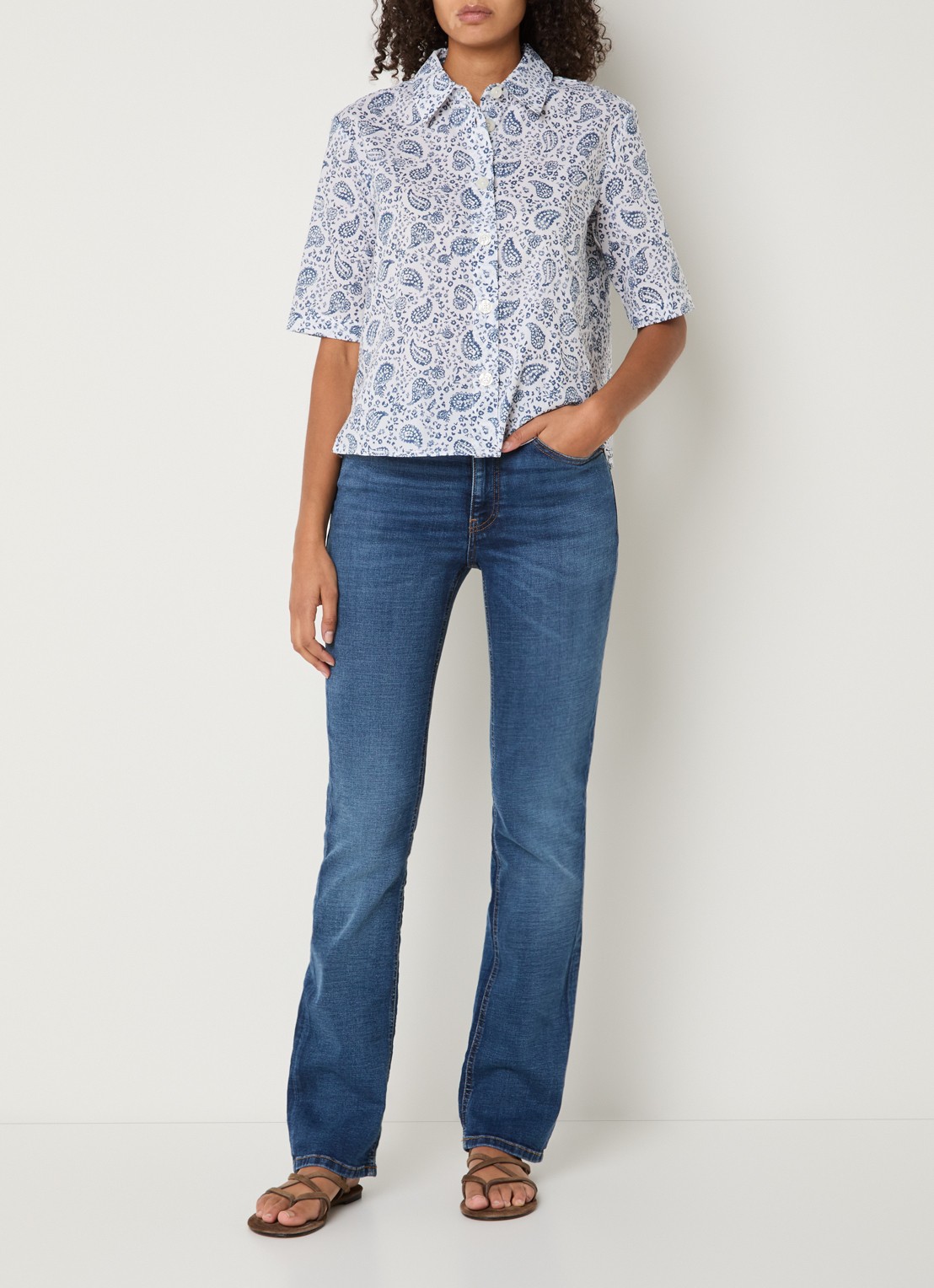 Benetton Blouse met print - voorkant 4 indigo