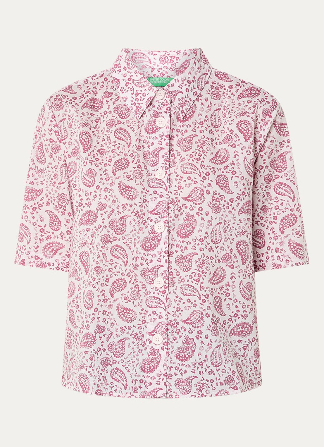 Benetton Blouse met print - voorkant donkerroze