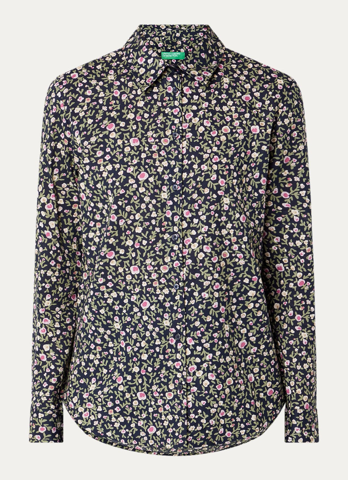 Benetton Blouse met print - voorkant 3 donkerblauw