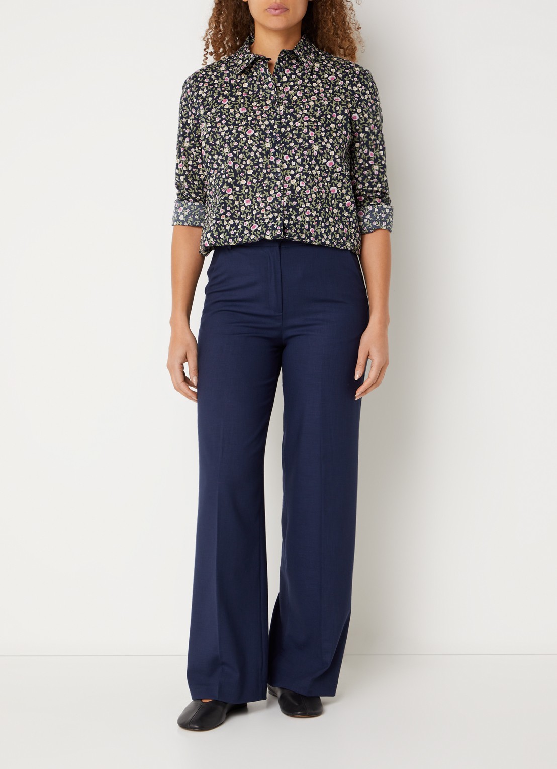 Benetton Blouse met print - voorkant 4 donkerblauw