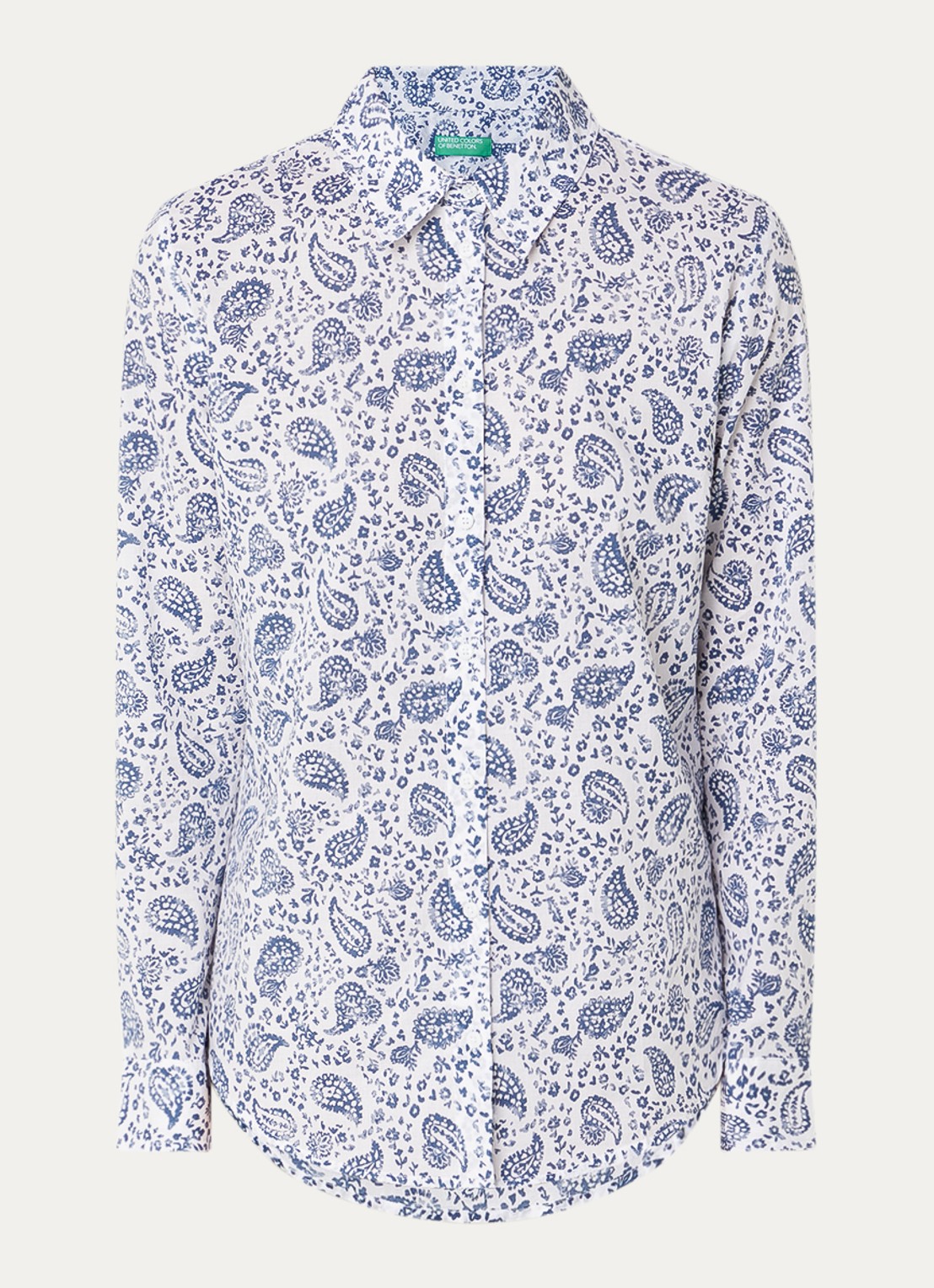 Benetton Blouse met print - voorkant 2 indigo