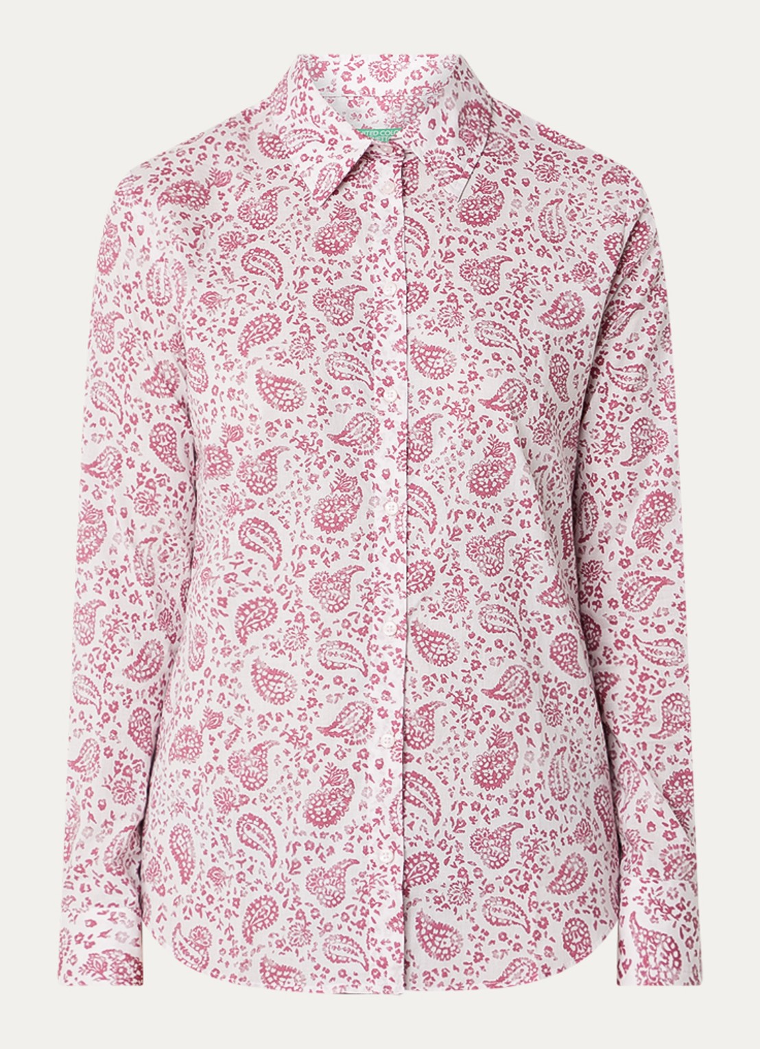 Benetton Blouse met print - voorkant donkerrood