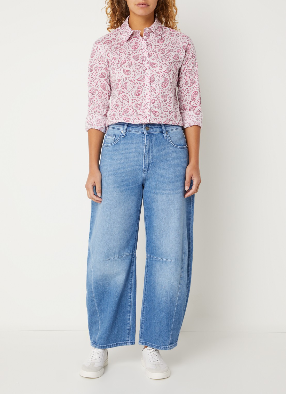 Benetton Blouse met print - voorkant 2 donkerrood