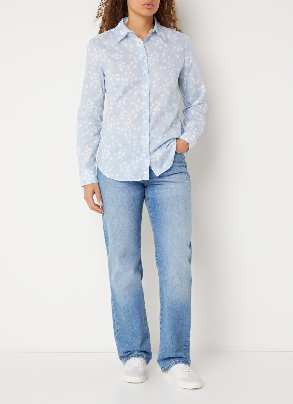 Benetton Blouse met print - voorkant 2 lichtblauw