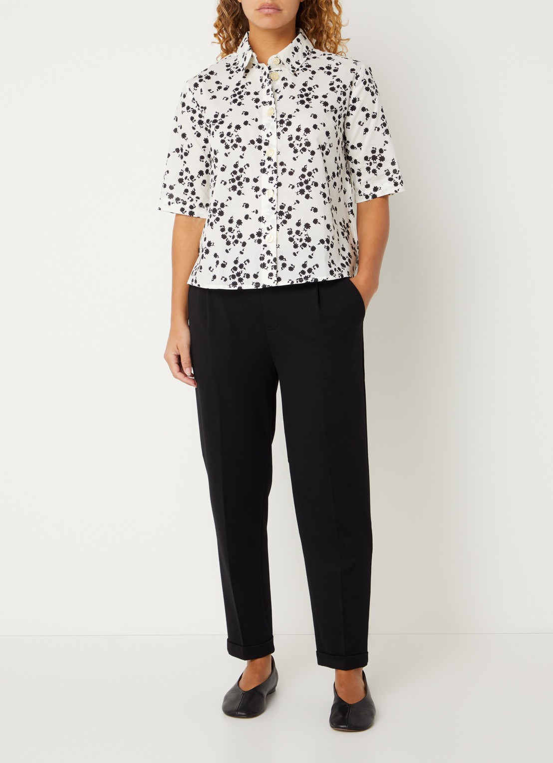 Benetton Blouse met print - voorkant 4 zwart