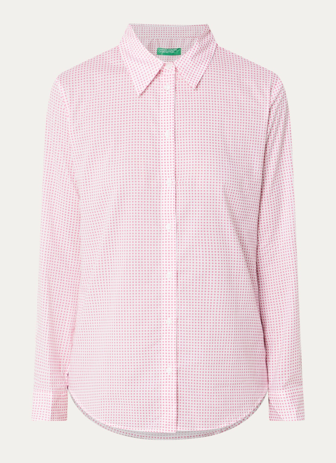 Benetton Blouse met print - voorkant 2 donkerroze