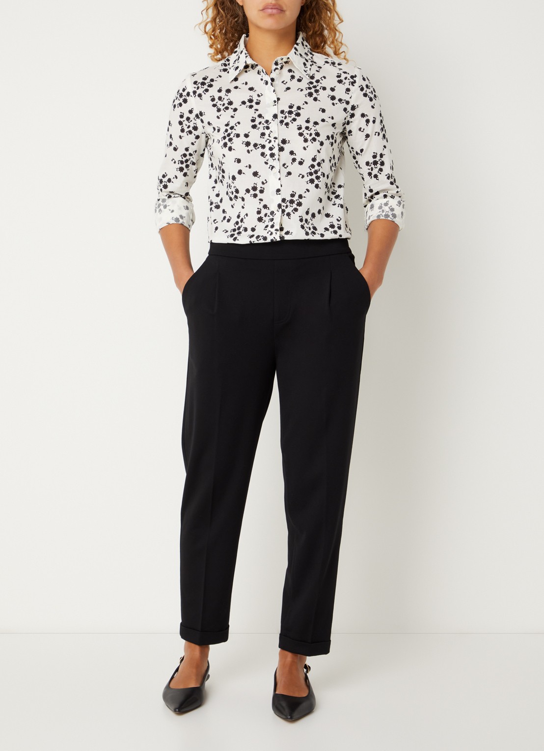 Benetton Blouse met print - voorkant 4 zwart