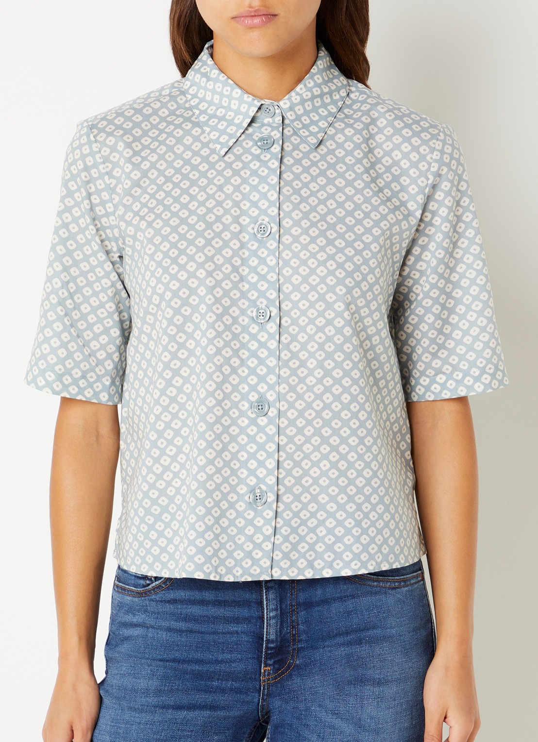 Benetton Blouse met print - detail 3 lichtblauw