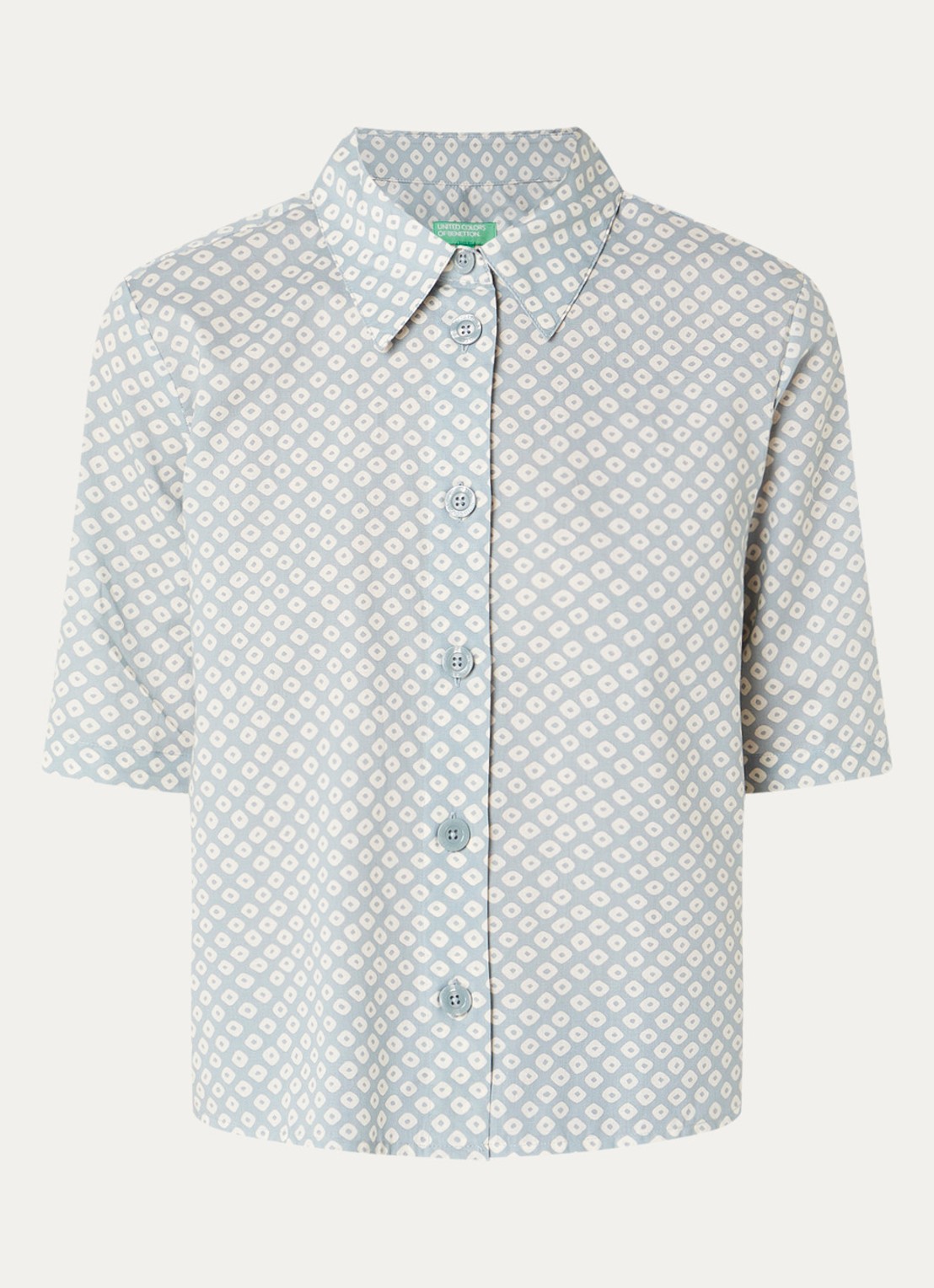 Benetton Blouse met print - voorkant lichtblauw