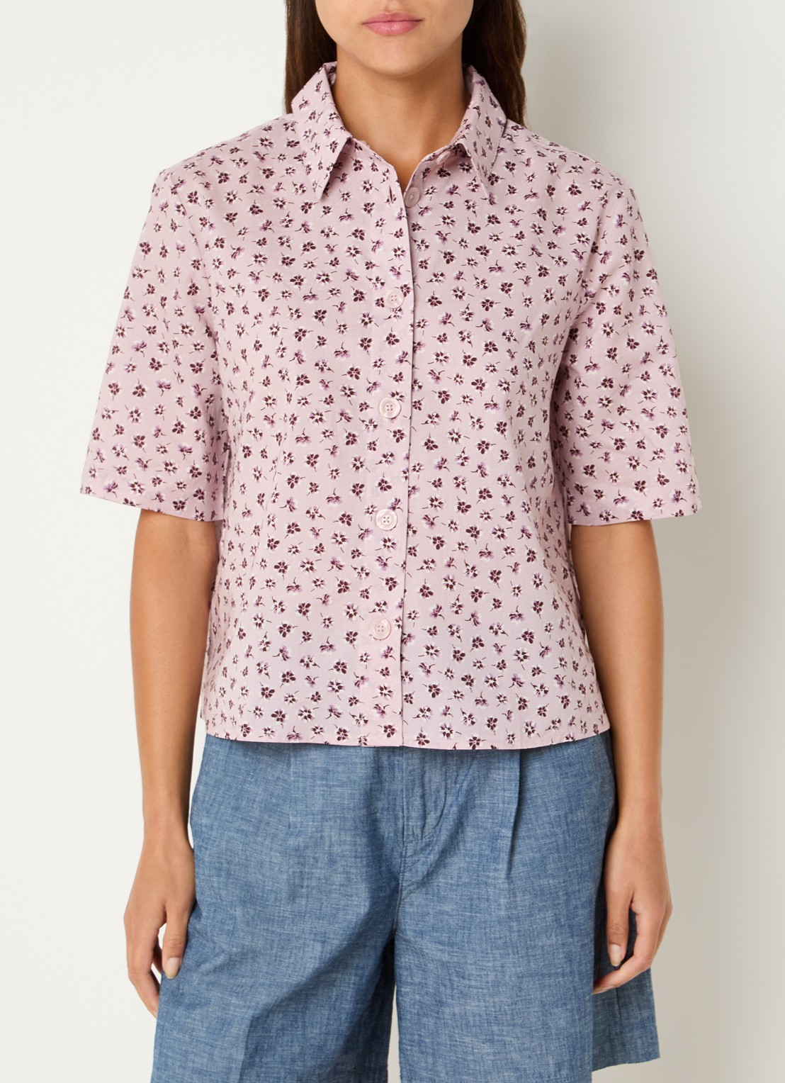 Benetton Blouse met print - detail 3 oudroze